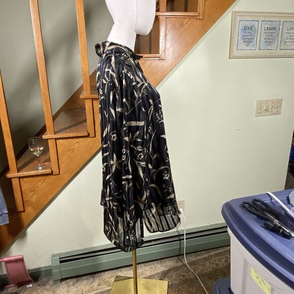 Red Hot Plus Sz 20W Black Tan Floral Button-Front 2-Piece Tank Sheer Blouse Work - Picture 8 of 10